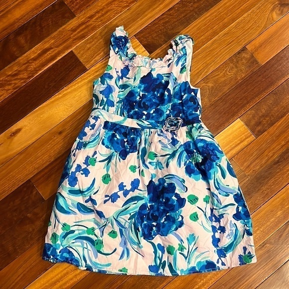 🌸 Lilly Pulitzer Georgina Dress Pink Tropics Tint Sweet Pea Blue Size 10 - Picture 1 of 9